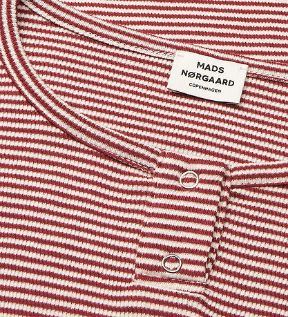 Mads Nørgaard Bluse - Rib - Stripe Tala - Winery/Vanilla Ice