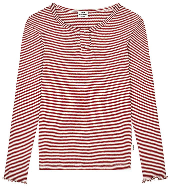 Mads Nørgaard Bluse - Rib - Stripe Tala - Winery/Vanilla Ice