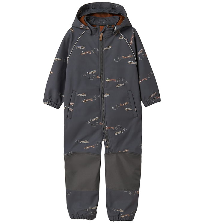 Name It Softshelldragt m. Fleece - Noos - NmmAlfa08 - Grey Pinst