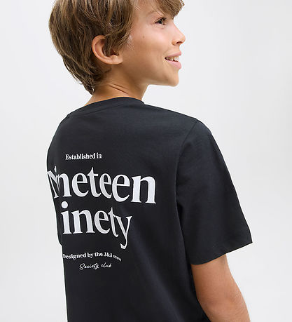 Jack & Jones T-shirt - JjNinety - Sort m. Hvid