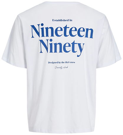 Jack & Jones T-shirt - JjNinety - Hvid m. Blå