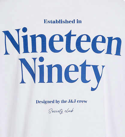 Jack & Jones T-shirt - JjNinety - Hvid m. Blå