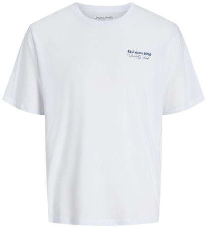Jack & Jones T-shirt - JjNinety - Hvid m. Blå