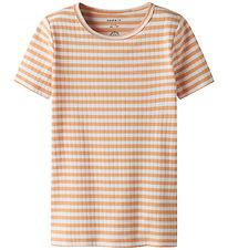 Name It T-shirt - Rib - NkfSuraja - Orange Chiffon/Bright White Name It T-shirt - Rib - NkfSuraja - Orange Chiffon/Bright White