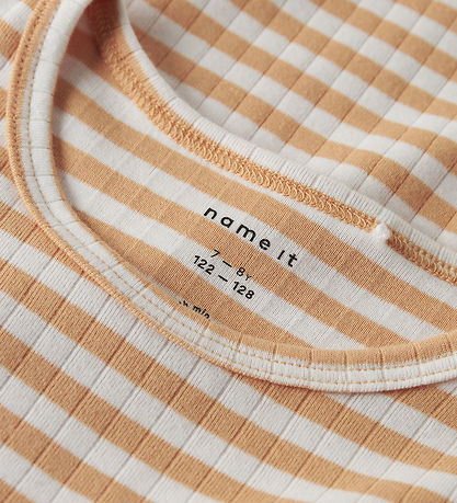 Name It T-shirt - Rib - NkfSuraja - Orange Chiffon/Bright White Name It T-shirt - Rib - NkfSuraja - Orange Chiffon/Bright White
