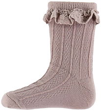 Wheat Strømper - Uld - Nora - Dry Rose m. Blonder Wheat Strømper - Uld - Nora - Dry Rose m. Blonder