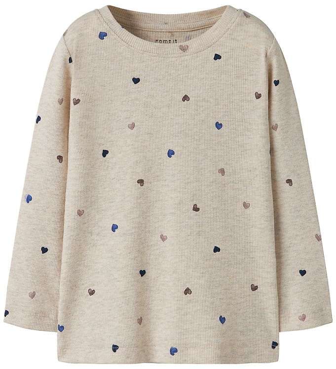 Name It Bluse - Rib - Noos - NmfNutti - Peyote Melange m. Hjerte billede