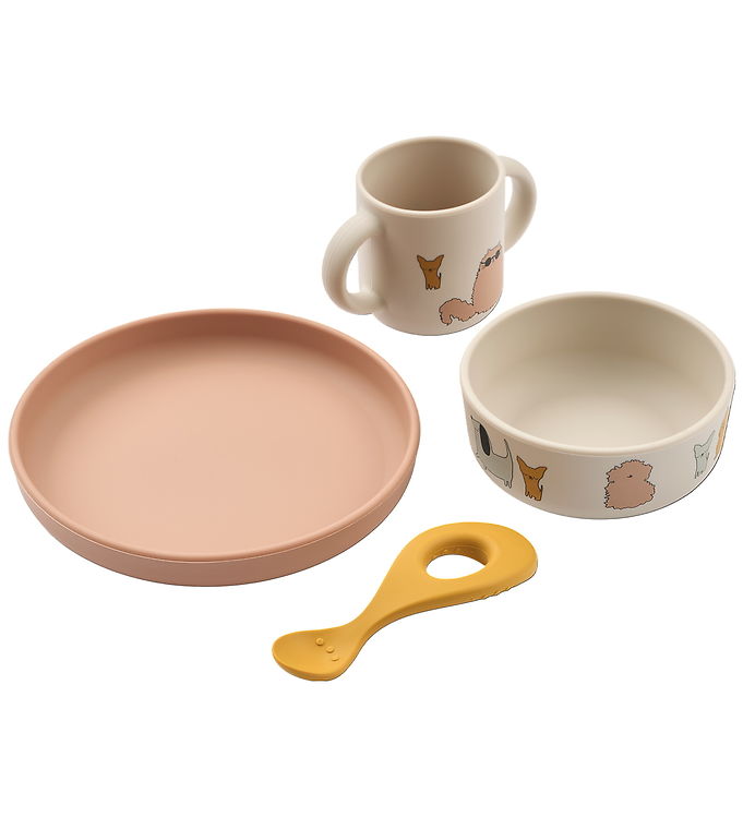 Liewood Vivi Baby Spisesæt - 4 dele - Silikone - Cats and Dogs/Sandy