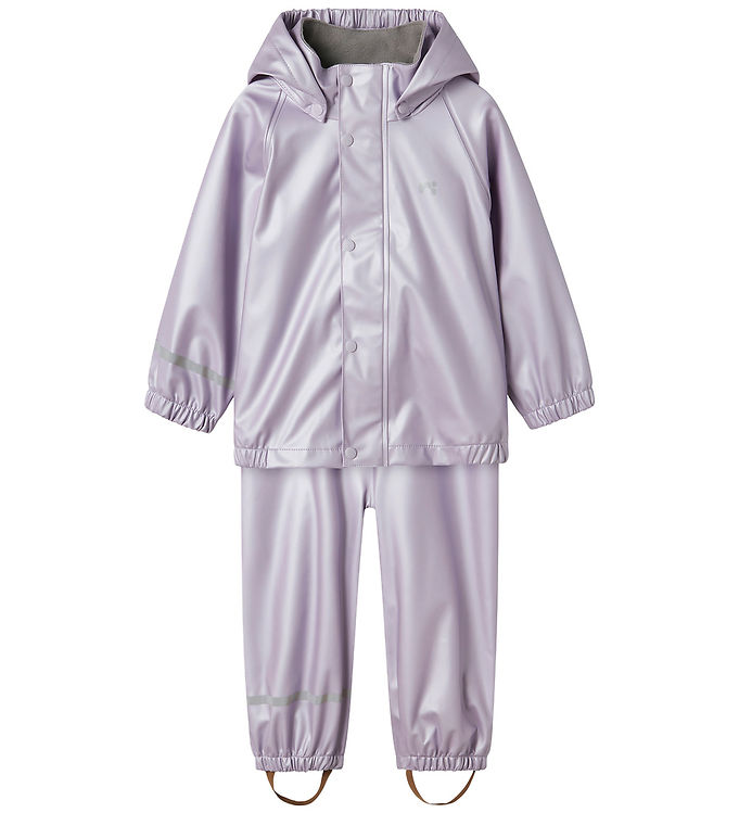 Name It Regntøj m. Seler - NmfDry10 - Metallic - Misty Lilac