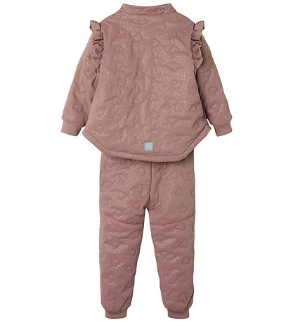 Name It Termotøj m. Fleece - NmfMoon - Woodrose m. Glitter