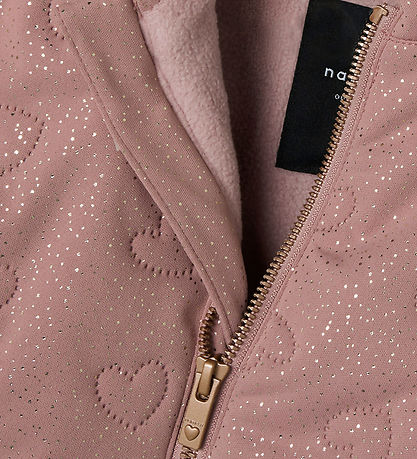 Name It Termotøj m. Fleece - NmfMoon - Woodrose m. Glitter