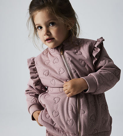 Name It Termotøj m. Fleece - NmfMoon - Woodrose m. Glitter