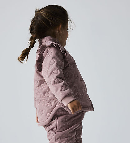 Name It Termotøj m. Fleece - NmfMoon - Woodrose m. Glitter