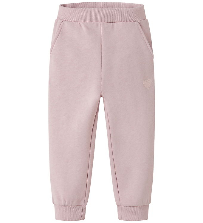 Name It Mini Sweatpants Burnished Lilac Med Hjertebroderi - Str. 3y 98cm