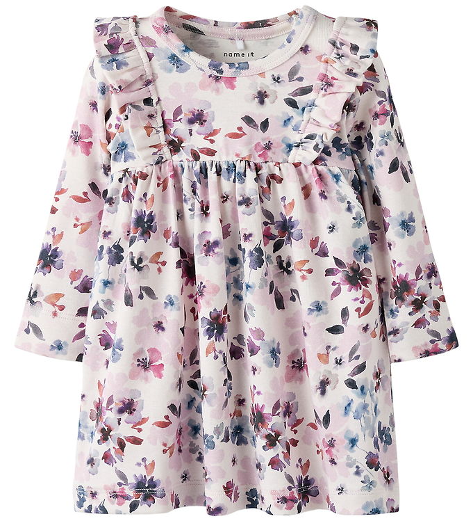 NAME IT Langærmet Flæse Kjole Kayla Calcite