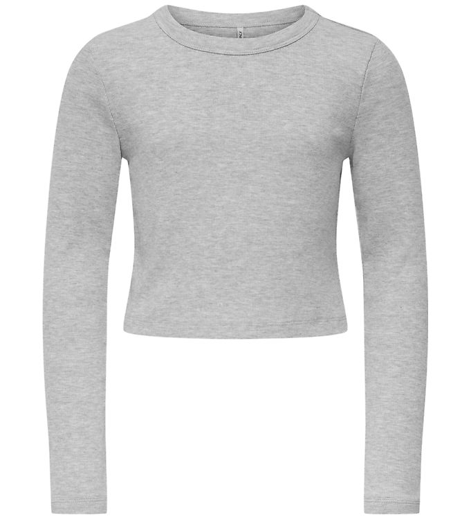 Kids Only Bluse - KogBina - Rib - Light Grey Melange