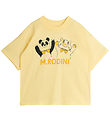 Mini Rodini T-shirt - Panda & Cat - Gul Mini Rodini T-shirt - Panda & Cat - Gul