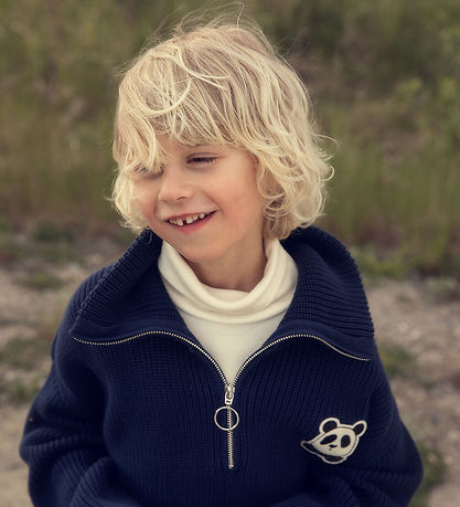 Mini Rodini Bluse - Strik - Mørkeblå m. Panda Mini Rodini Bluse - Strik - Mørkeblå m. Panda