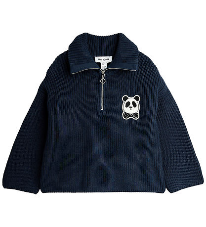 Mini Rodini Bluse - Strik - Mørkeblå m. Panda Mini Rodini Bluse - Strik - Mørkeblå m. Panda