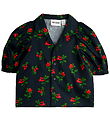 Mini Rodini Skjortebluse - Sort m. Tyttebær Mini Rodini Skjortebluse - Sort m. Tyttebær