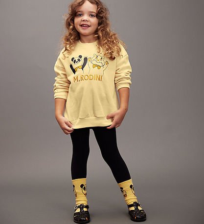 Mini Rodini Sweatshirt - Panda & Cat - Gul Mini Rodini Sweatshirt - Panda & Cat - Gul