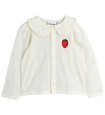 Mini Rodini Skjorte - Strawberry Schiffli - Hvid Mini Rodini Skjorte - Strawberry Schiffli - Hvid