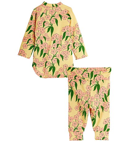 Mini Rodini Sæt - Bukser/Slå-om Body l/æ - Alpine Flowers - Gul Mini Rodini Sæt - Bukser/Slå-om Body l/æ - Alpine Flowers - Gul