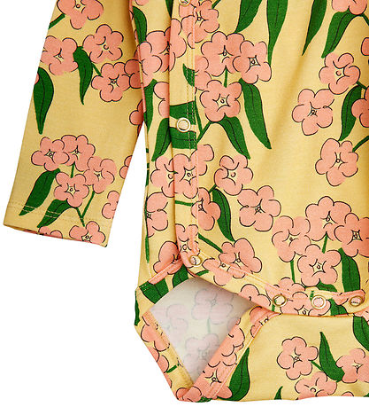 Mini Rodini Sæt - Bukser/Slå-om Body l/æ - Alpine Flowers - Gul