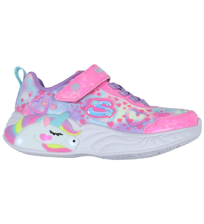 Skechers Sko m. Lys - Unicorn Dreams - Pink/Multi