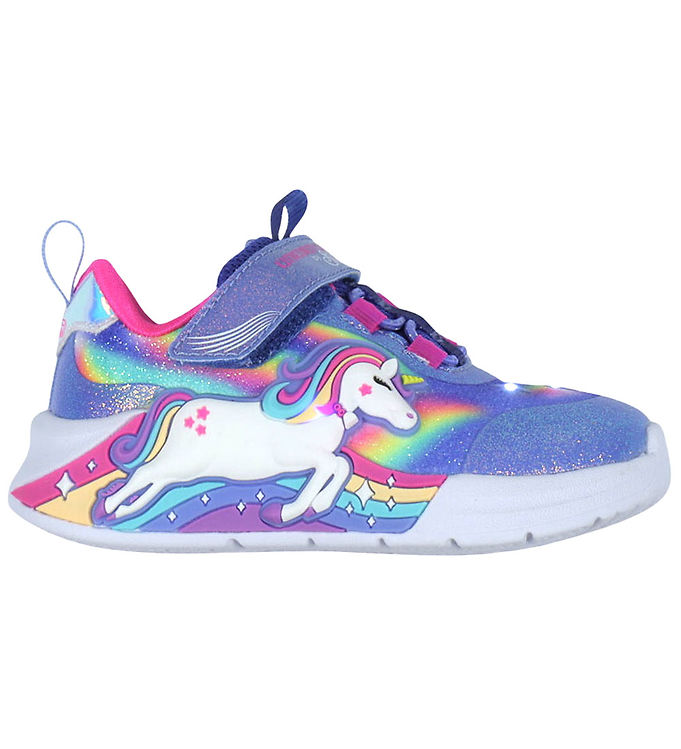 Skechers Sko m. Lys - Unicorn Chaser - Blå/Multi