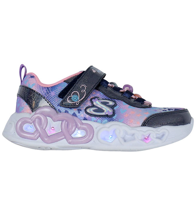 Skechers Sko m. Lys - Heart Jewels - Navy/Multi