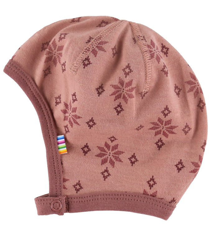Joha Babyhjelm - Uld/Bomuld - Rose m. Snefnug