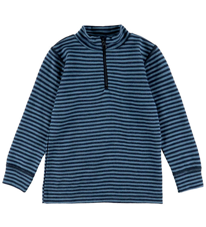 Joha Bluse - Uld - Blå m. Striber