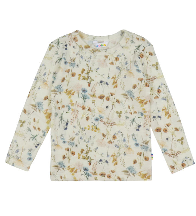 Joha Bluse - Uld - Off White m. Blomster