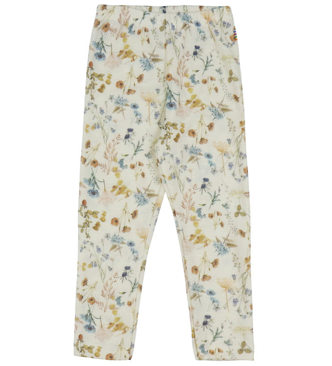 Joha Leggings - Uld - Off White m. Blomster