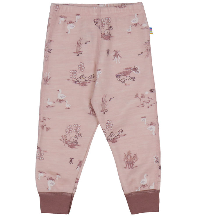 Joha Leggings - Uld/Bambus - Lyserød m. Print