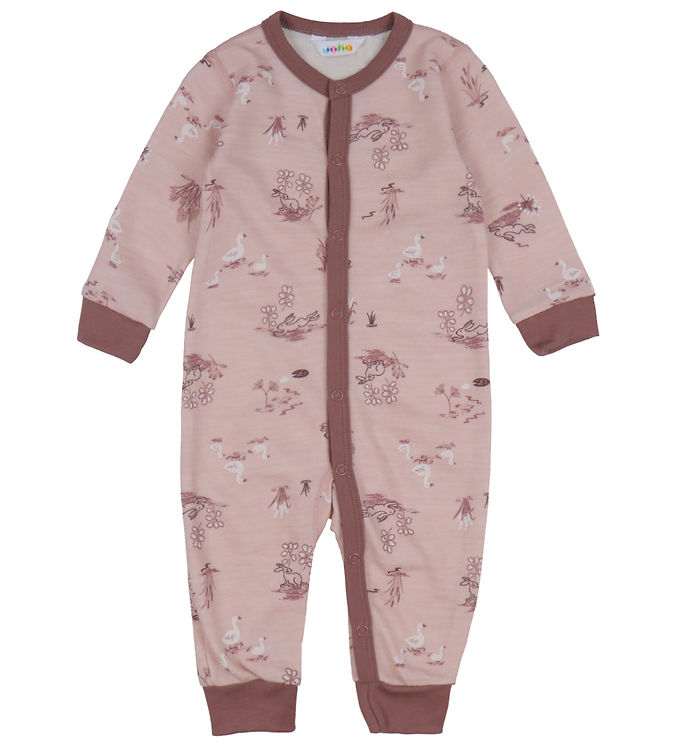 Joha Heldragt - Uld/Bambus - Lyserød m. Print