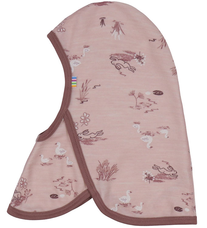 Joha Babyhjelm - 1-lags - Uld/Bambus - Lyserød m. Print