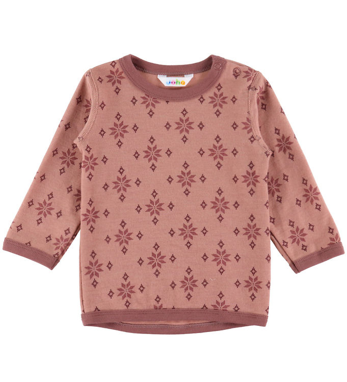 Joha Bluse - Uld/Bomuld - Rose m. Snefnug
