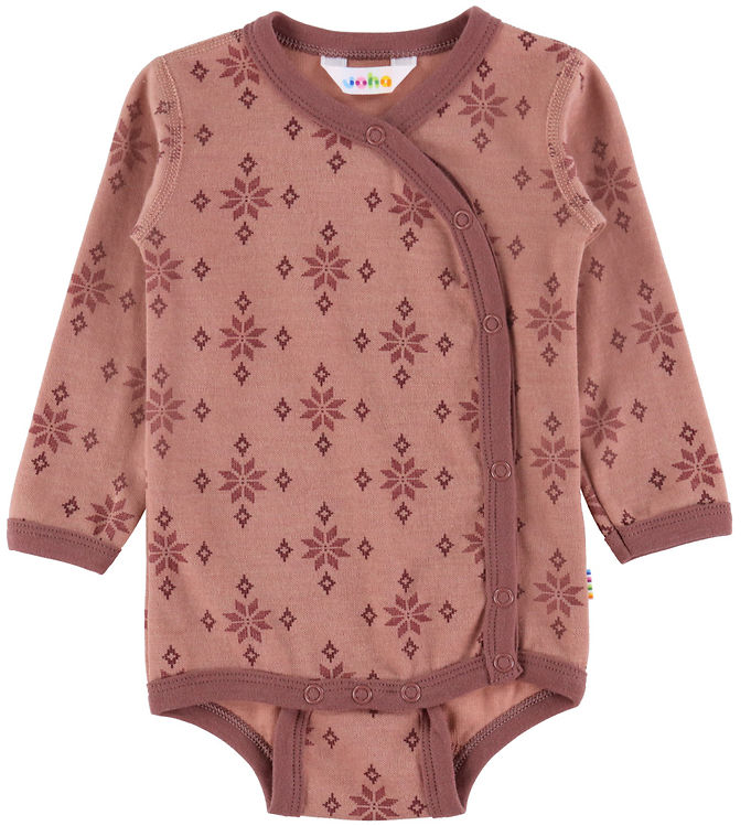 Joha Slå-Om Body l/æ - Uld/Bomuld - Rose m. Snefnug