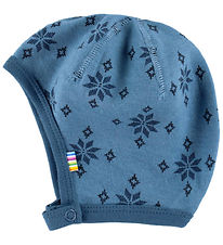 Joha Babyhjelm - Uld - Blå/Bomuld - Blå m. Snefnug Joha Babyhjelm - Uld - Blå/Bomuld - Blå m. Snefnug