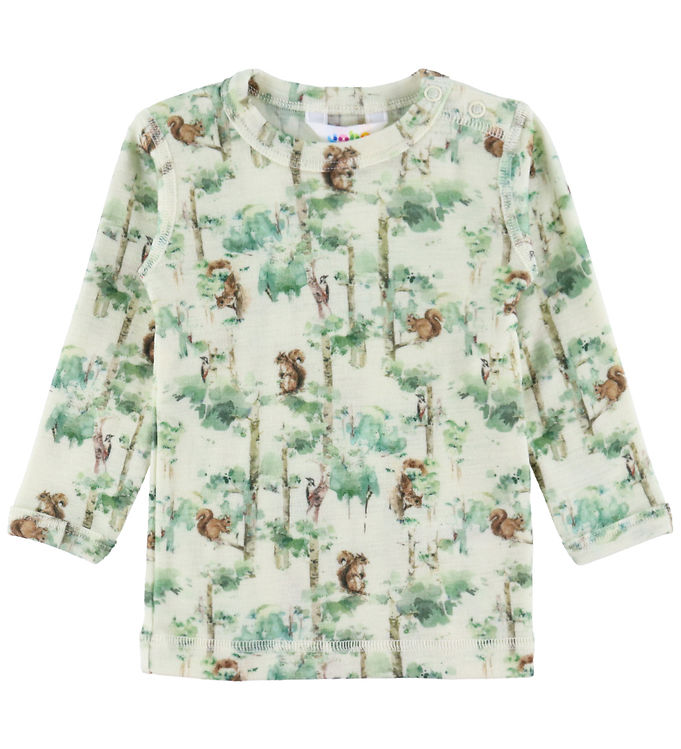 Joha Bluse - Uld - Off White m. Træer