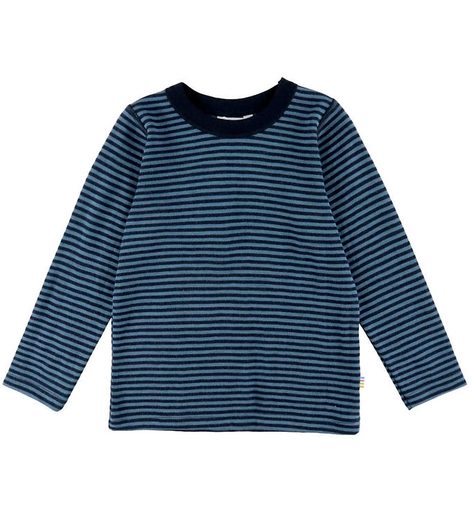 Joha Bluse - Uld - Blå m. Striber