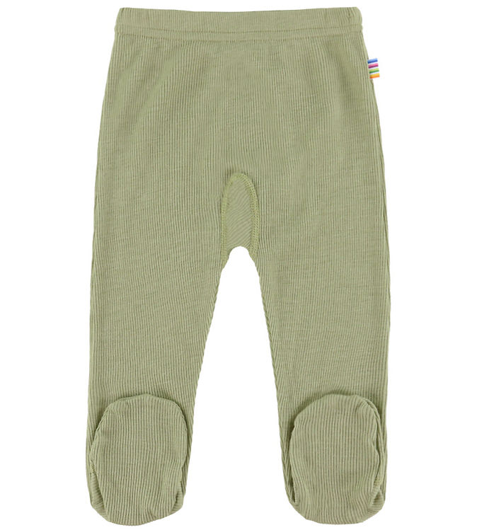 Joha Leggings m. Fødder - Rib - Uld/Silke - Grøn