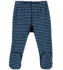 Joha Leggings m. Fødder - Uld - Blå m. Striber Joha Leggings m. Fødder - Uld - Blå m. Striber