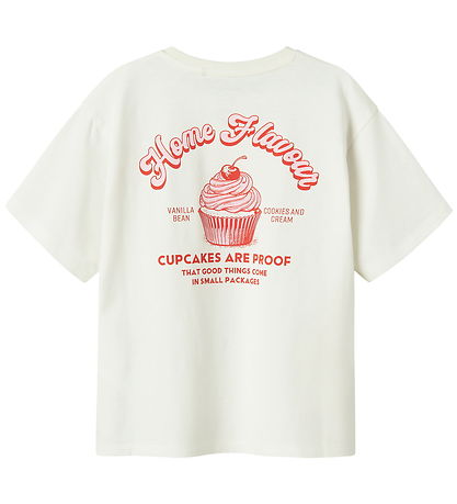 Name It T-shirt - NkfNeata - Cloud Dancer/Red alert