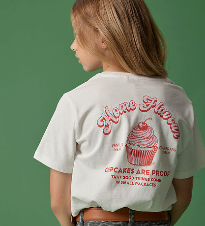 Name It T-shirt - NkfNeata - Cloud Dancer/Red alert