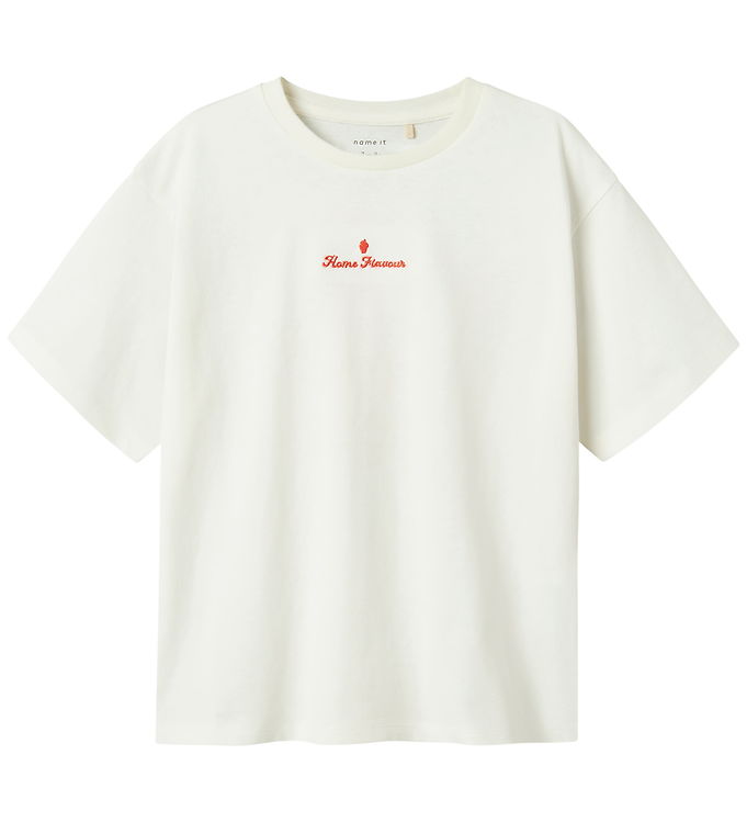 Name It T-shirt - NkfNeata - Cloud Dancer/Red alert