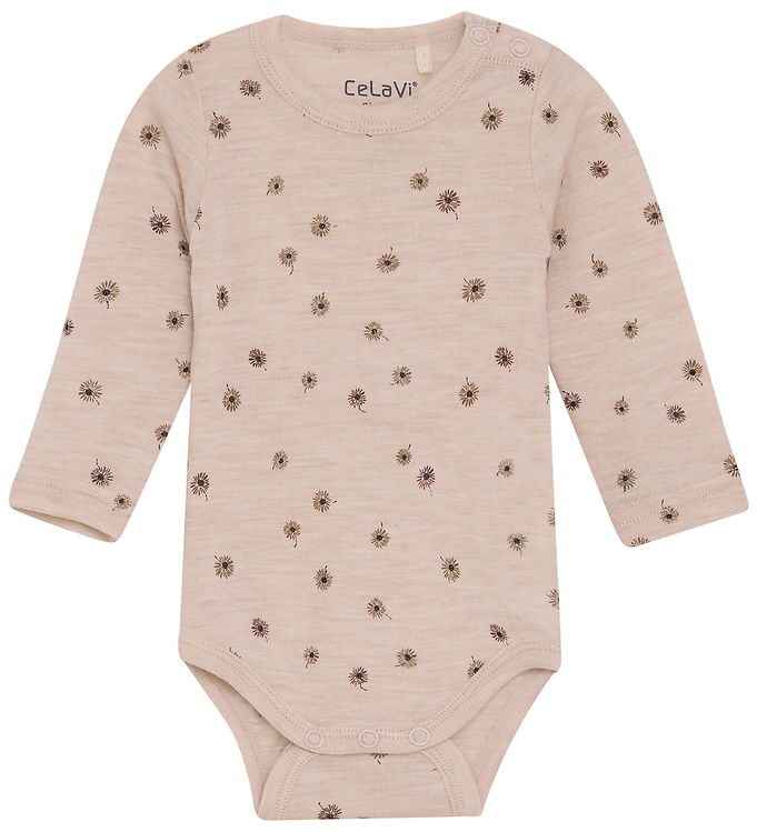 CeLaVi Body l/æ Uld - Rose Dust m. Blomster