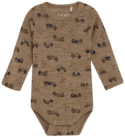 CeLaVi Body l/æ - Uld - Cacoa Creme m. Traktorer